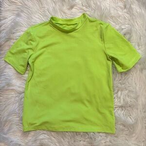 Cat & Jack Bright Green Swim Rash Guard Short Sleeve Shirt Size Small 6/7